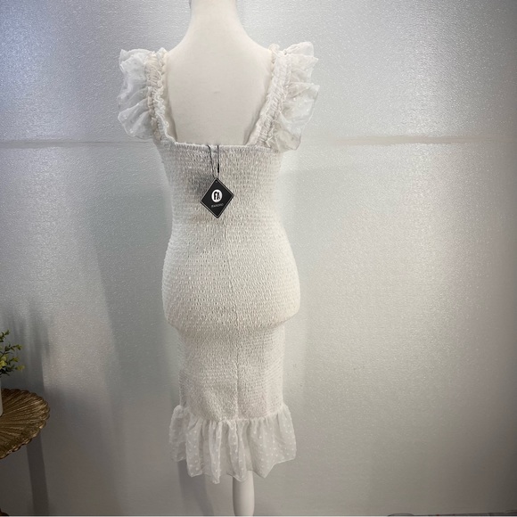 NWT Midi Dresses for Women - Backless Dress Square Neck Stretchy Ruched Fabric S - Picture 9 of 17